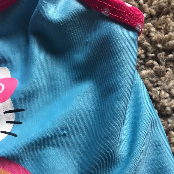 Hello Kitty 2 Piece Blue & Pink Polka Dot Ruffled Swimming Suit - Picture 8 of 9